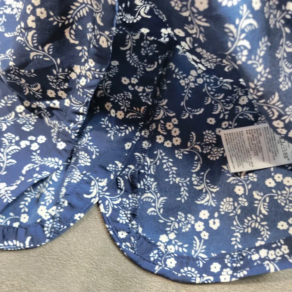 Old Navy Girls Navy Blue White Floral Sleeveless Button Back‎ Blouse 18-24M